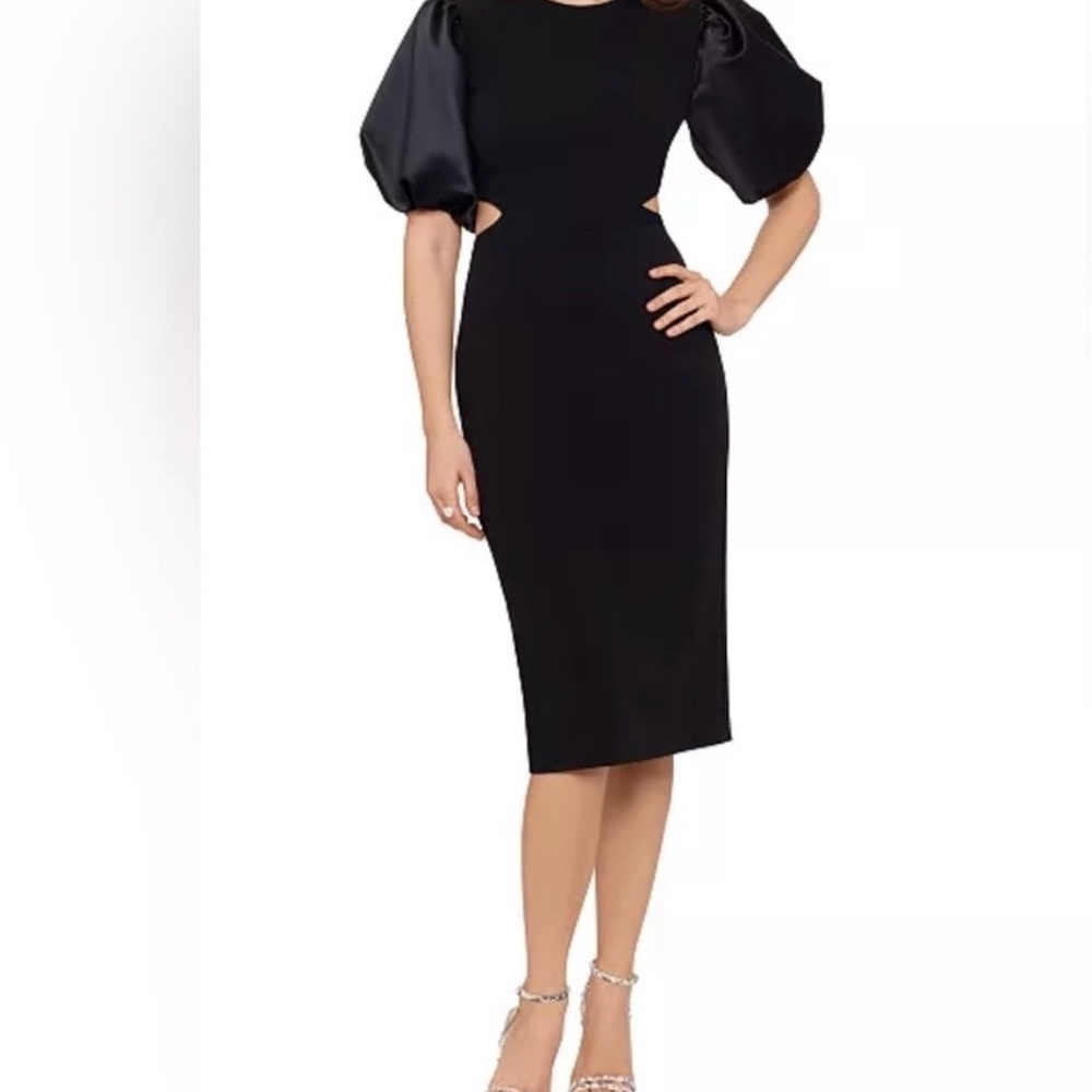 Betsy & Adam Black Long Sleeve Dress